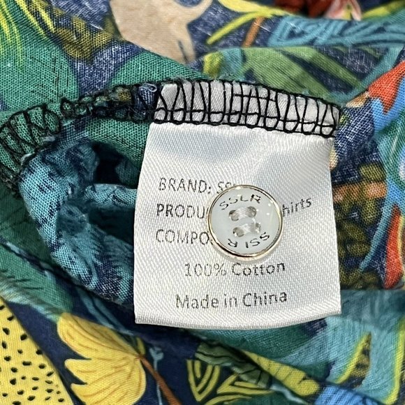 SSLR Bright Tropical Animal Print Bird Leopard Lemur Button Up Shirt Men XL - Picture 9 of 16